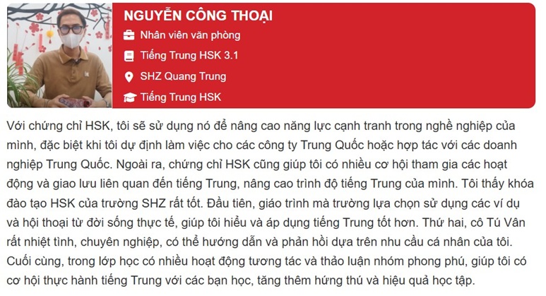 trung tâm tiếng Trung quận 12 uy tín