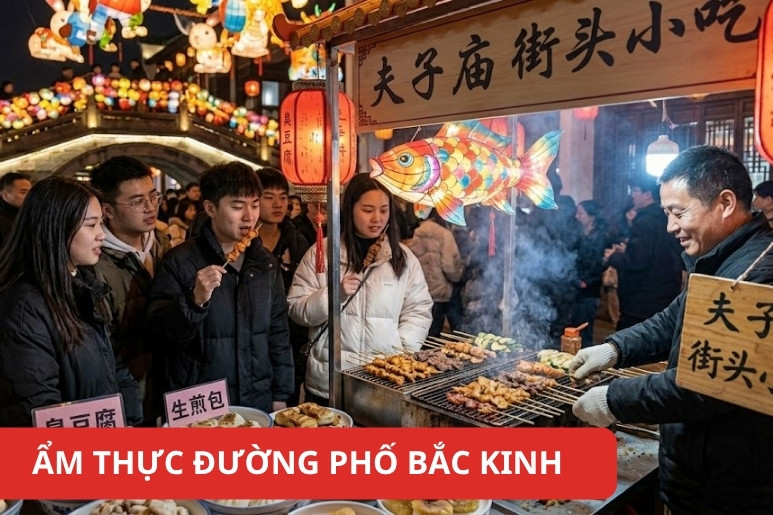 Thanh toán QR tại xe đẩy ẩm thực đường phố Bắc Kinh