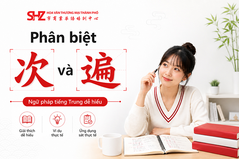 Minh họa bài học về 次 và 遍 trong tiếng Trung