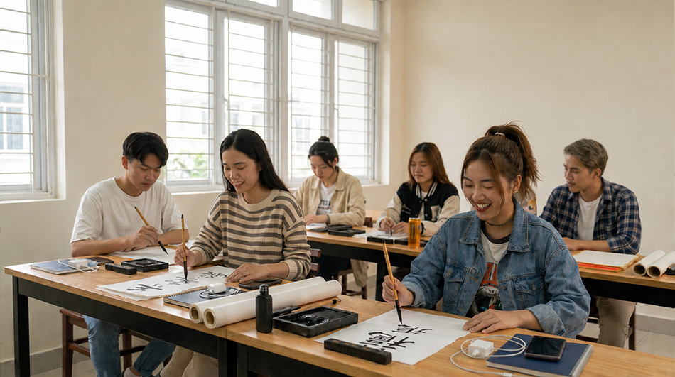 Hoạt động trải nghiệm thư pháp tại SHZ