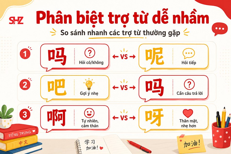 Cách dùng trợ từ ngữ khí trong tiếng Trung qua ví dụ