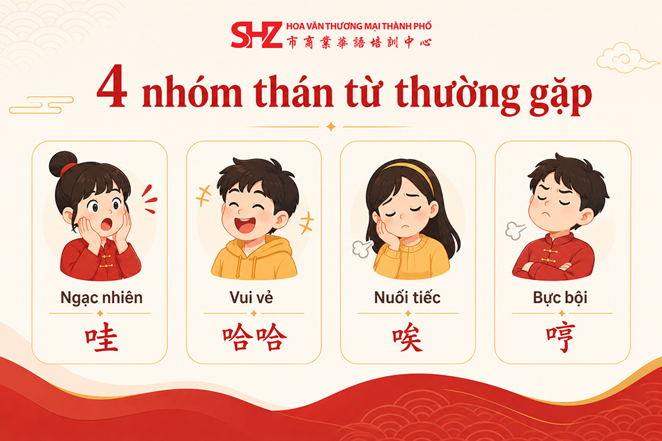 Ví dụ thán từ trong tiếng Trung