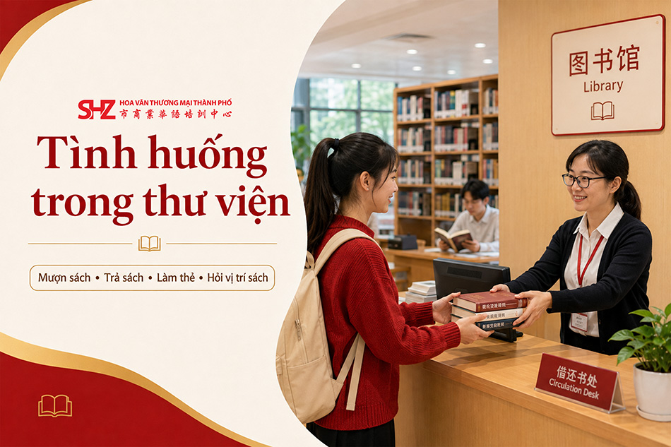 Từ vựng về sách và không gian thư viện bằng tiếng Trung
